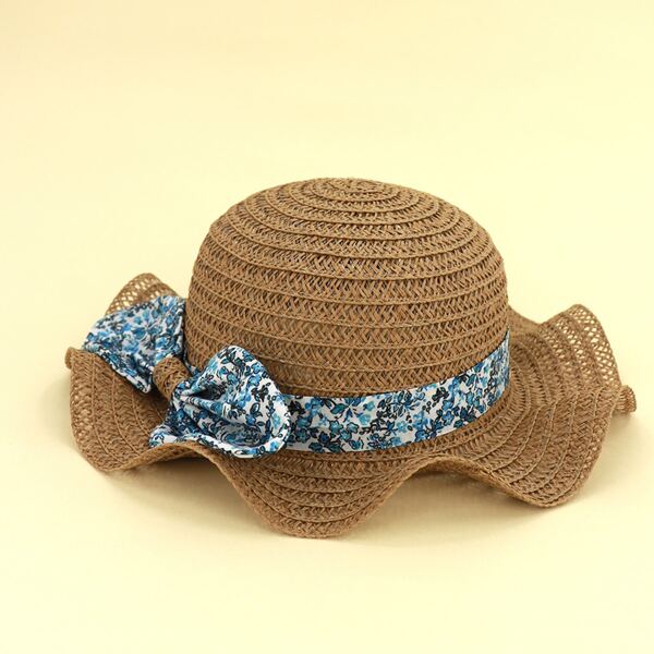 

Toddler Girls Bow Decor Straw Hat, Brown