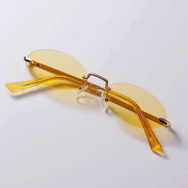 

Rimless Frame Sunglasses With Case, Yellow