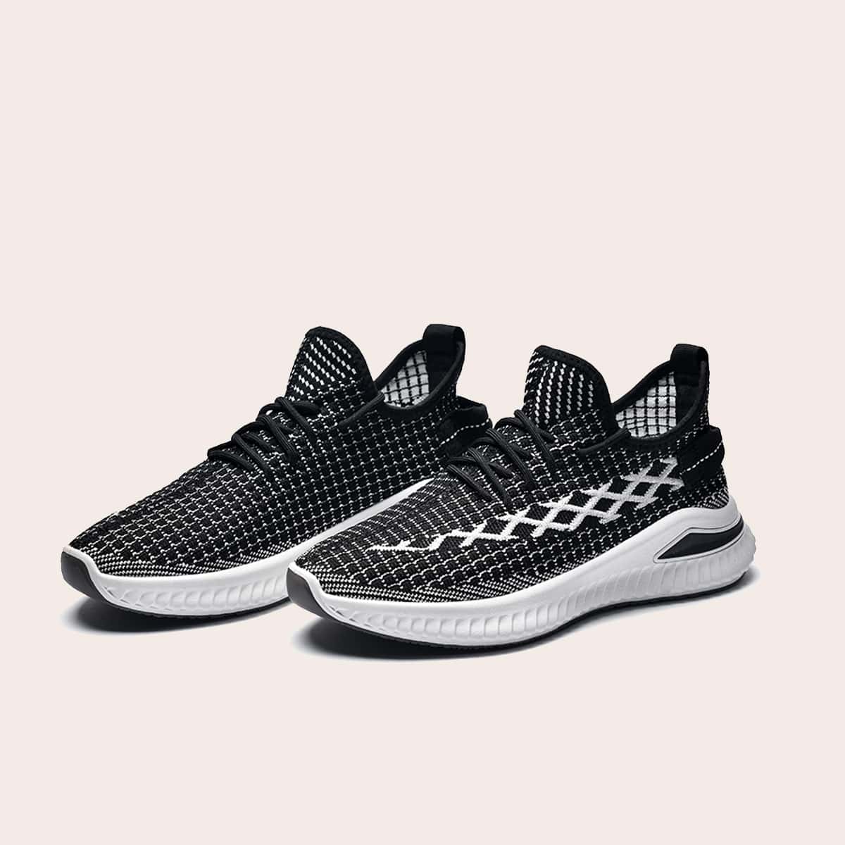 

Guys Lace-up Front Knit Sneakers, Black