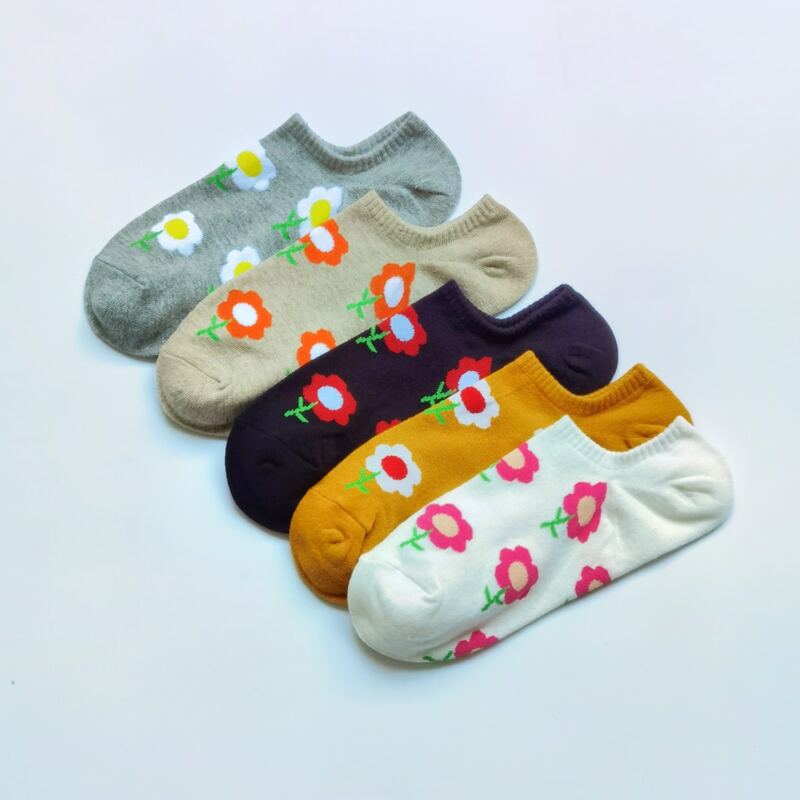 

5pairs Floral Pattern Socks, Multicolor