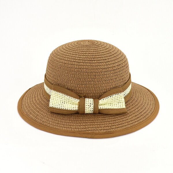 

Toddler Girls Bow Decor Straw Hat, Khaki