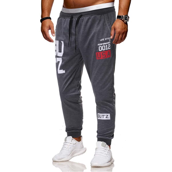 

Men Letter Graphic Drawstring Sweatpants, Grey