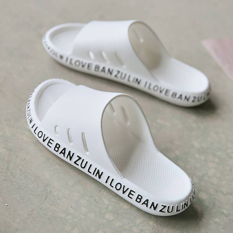 

Guys Letter Graphic Slippers, White