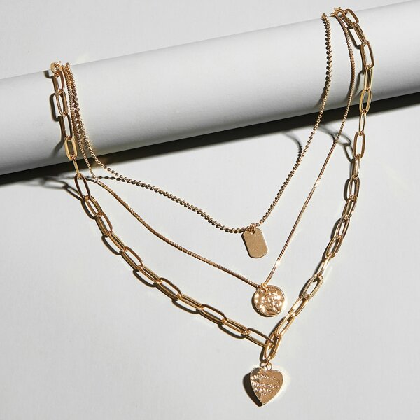 

Heart Layered Necklace, Gold