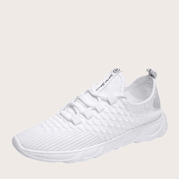 

Men Lace-up Front Letter Graphic Sneakers, White
