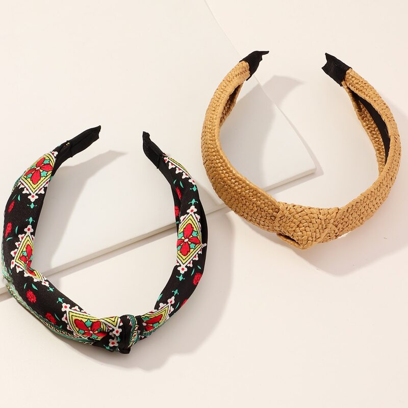 

2pcs Braided Hair Hoop, Multicolor