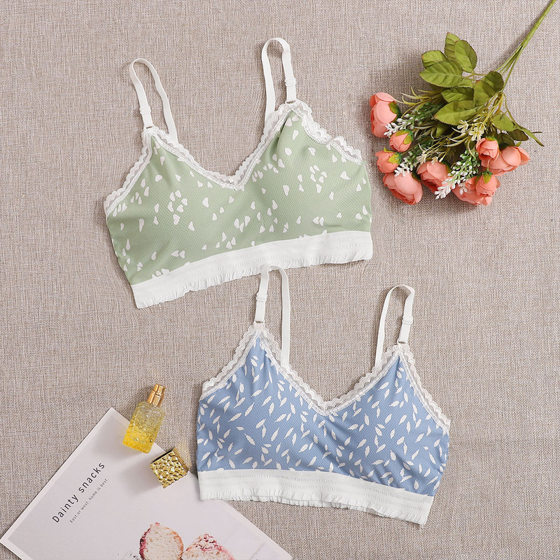 

2pack Allover Graphic Lace Trim Bra Set, Multicolor