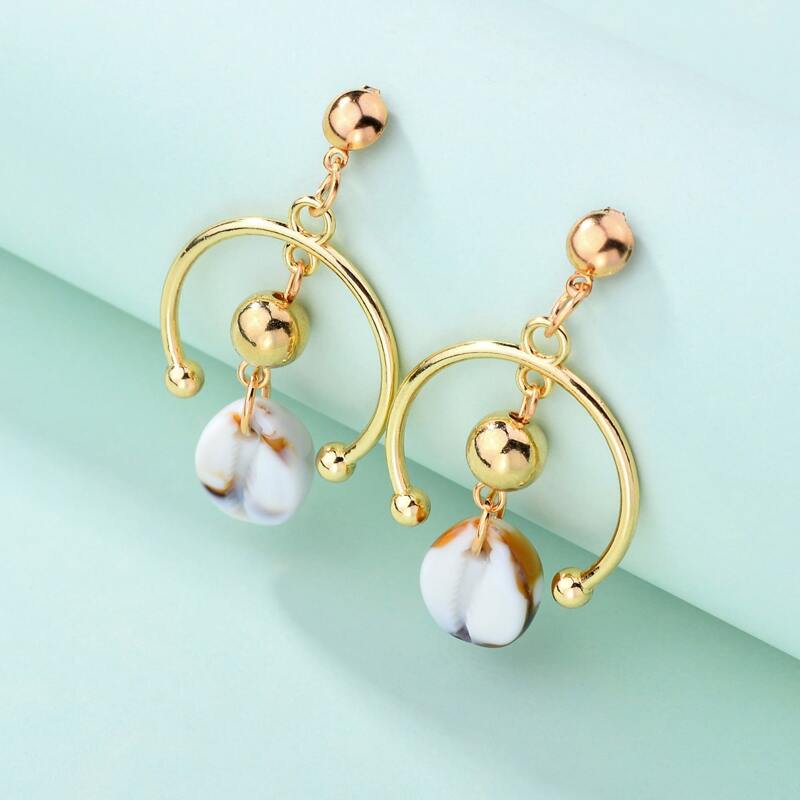 

Shell Decor Drop Earrings, Gold