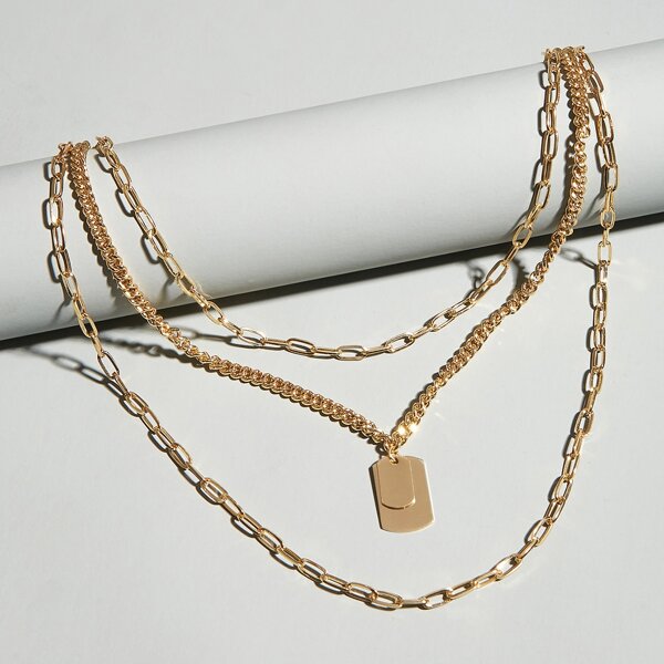 

Geo Layered Necklace, Gold