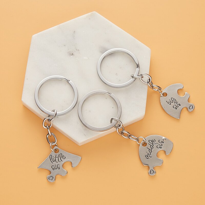 

3pcs Letter Decor Charm Keychain, Silver