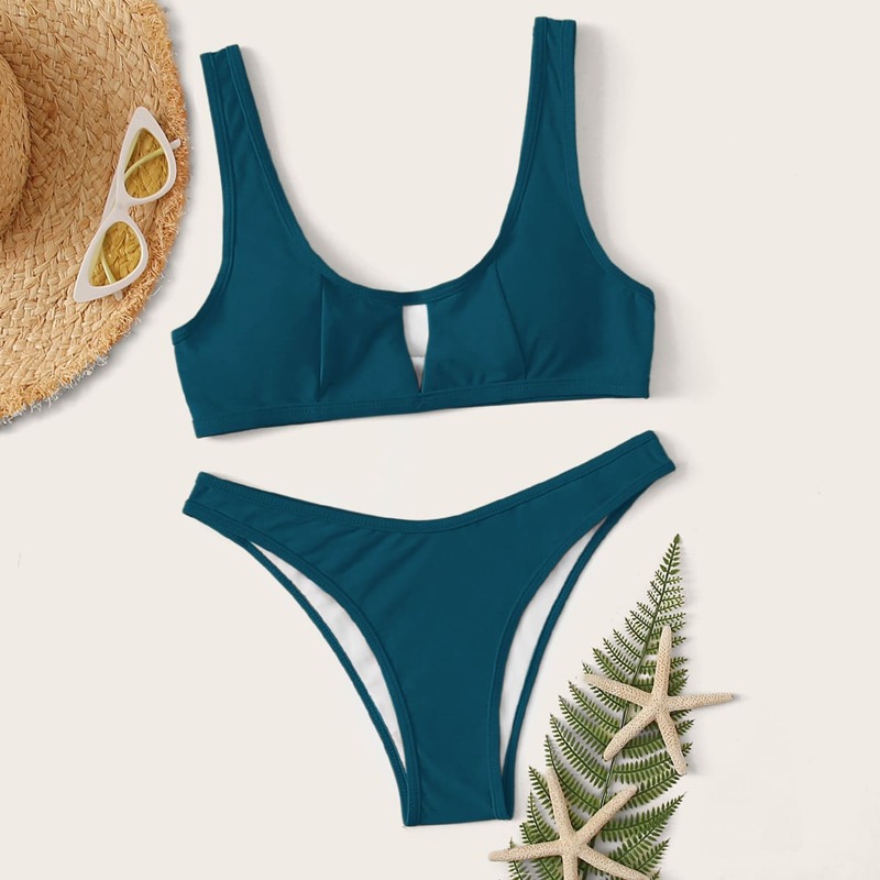 

Cut-out Detail Bikini Swimsuit, Green