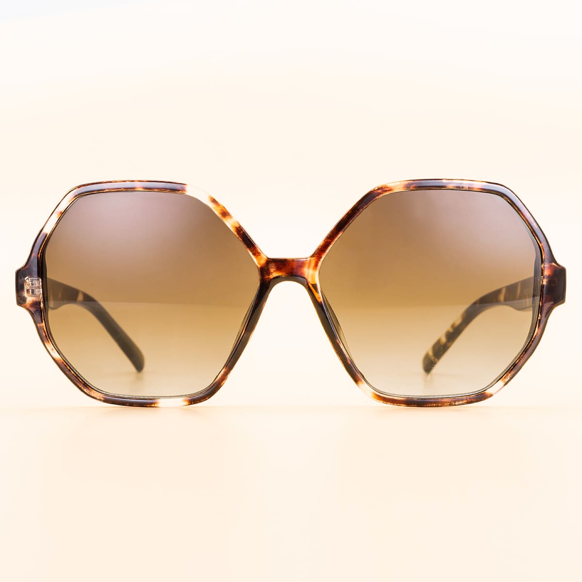 

Tortoiseshell Hexagon Frame Sunglasses, Brown