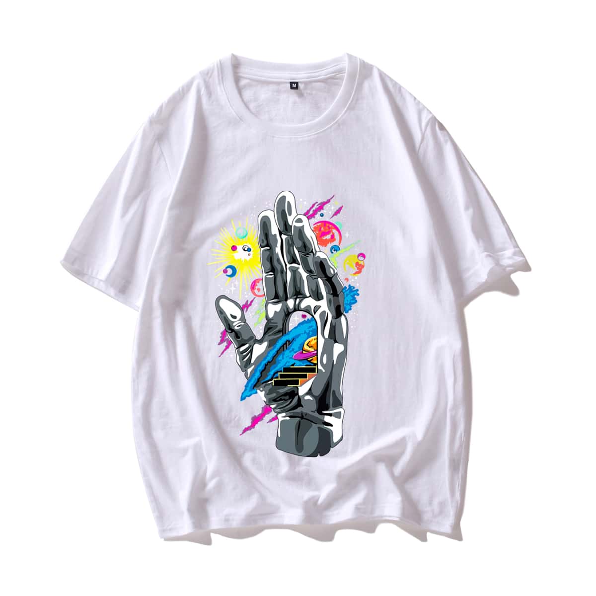 

Guys Hand And Galaxy Print Tee, White