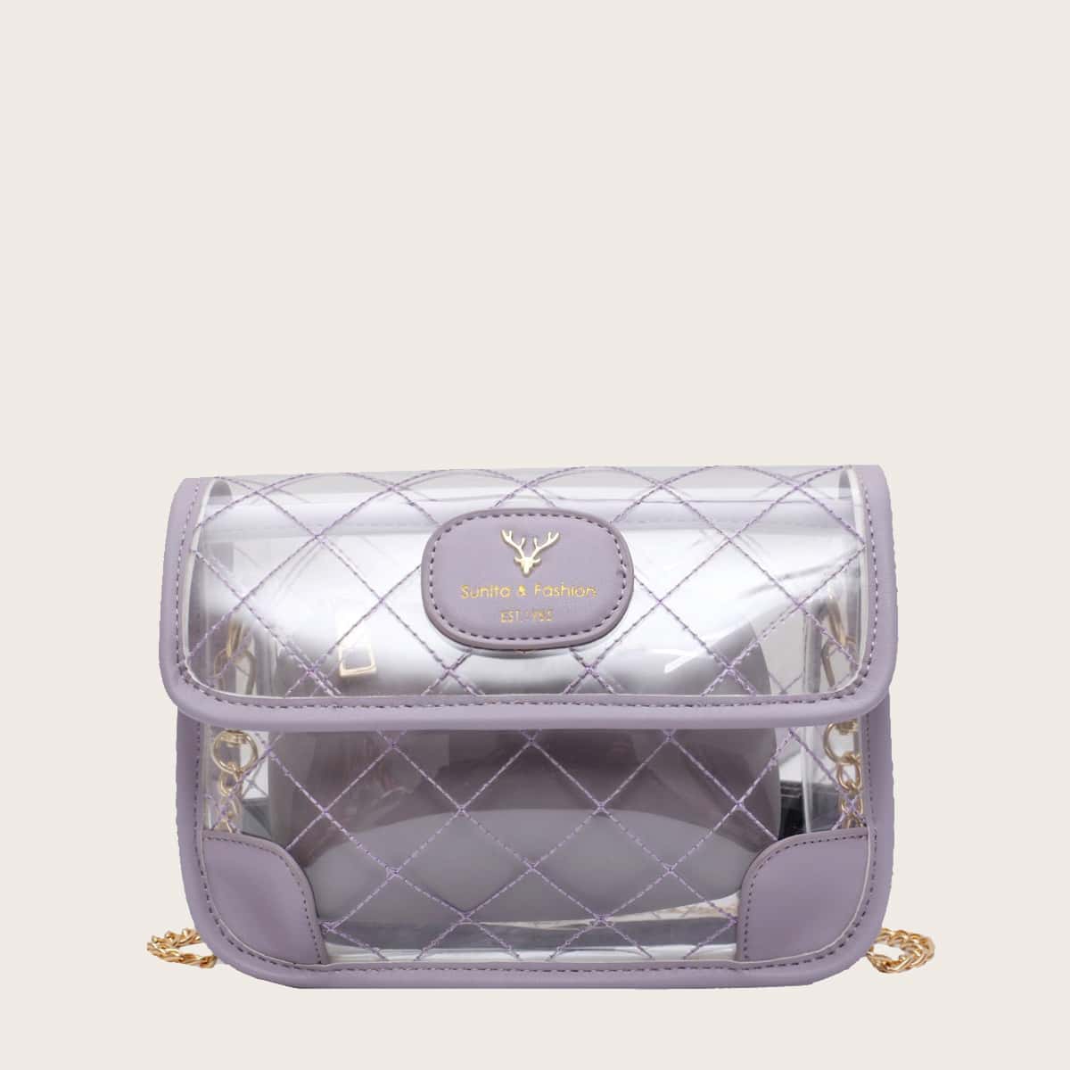 

Clear Crossbody Bag With Inner Pouch, Purple