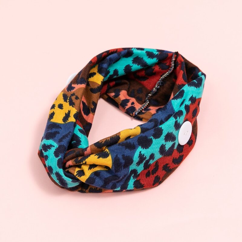 

Leopard Print Button Decor Headband, Multicolor