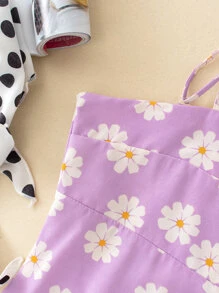 Vestido de tirantes con estampado floral - Morado - Ver 4