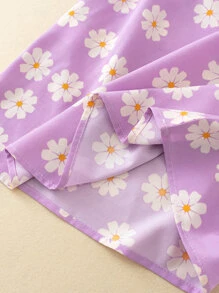 Vestido de tirantes con estampado floral - Morado - Ver 5