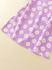 Vestido de tirantes con estampado floral - Morado - Ver 6