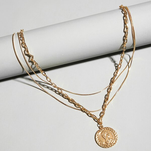 

Coin Layered Necklace, Gold
