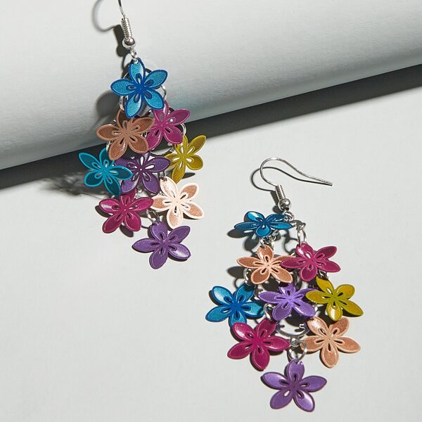 

Flower Decor Drop Earrings, Multicolor