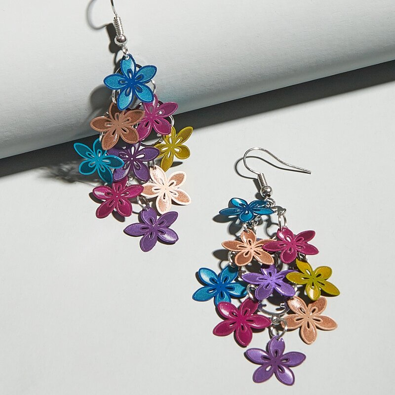 

Flower Decor Drop Earrings, Multicolor