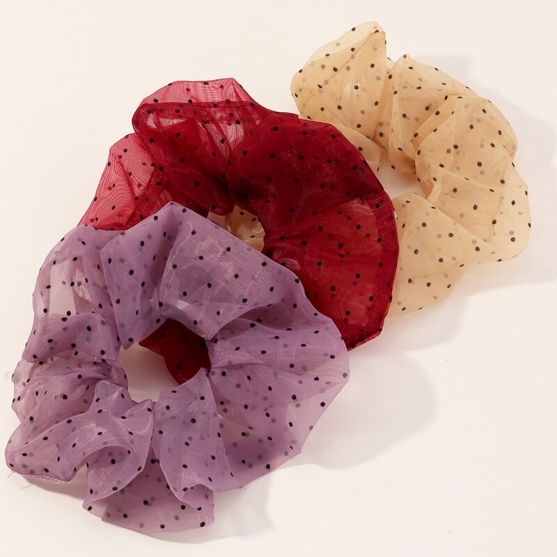 

3pcs Polka Dot Pattern Scrunchie, Multicolor