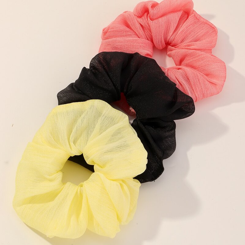 

3pcs Transparent Solid Scrunchie, Multicolor
