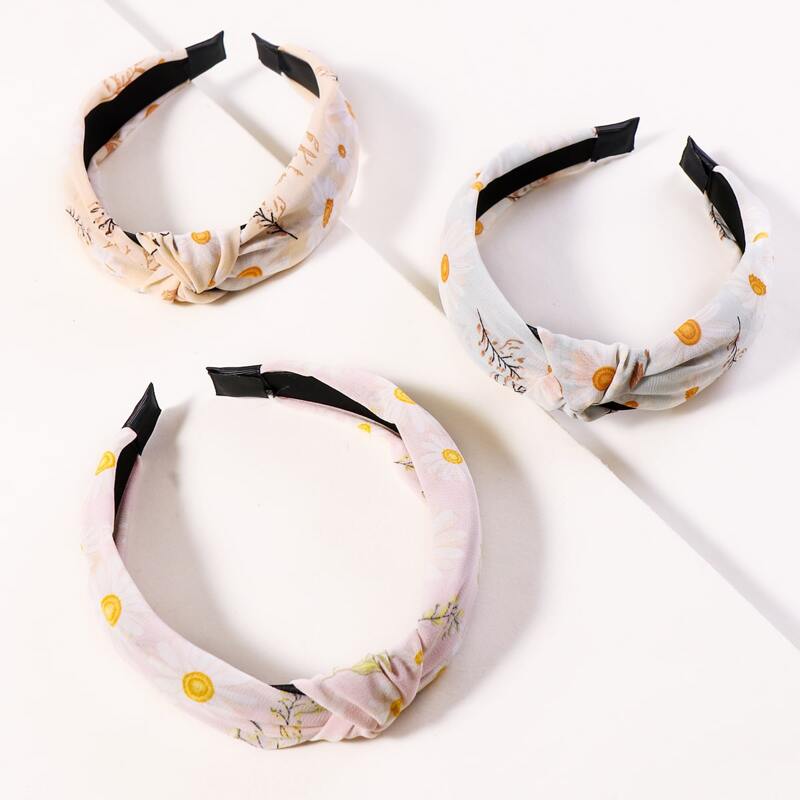

3pcs Knot Detail Hair Hoop, Multicolor