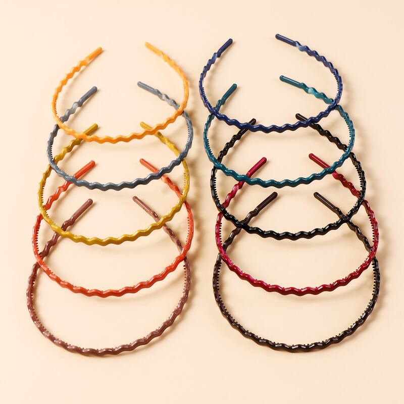 

10pcs Simple Solid Hair Hoop, Multicolor