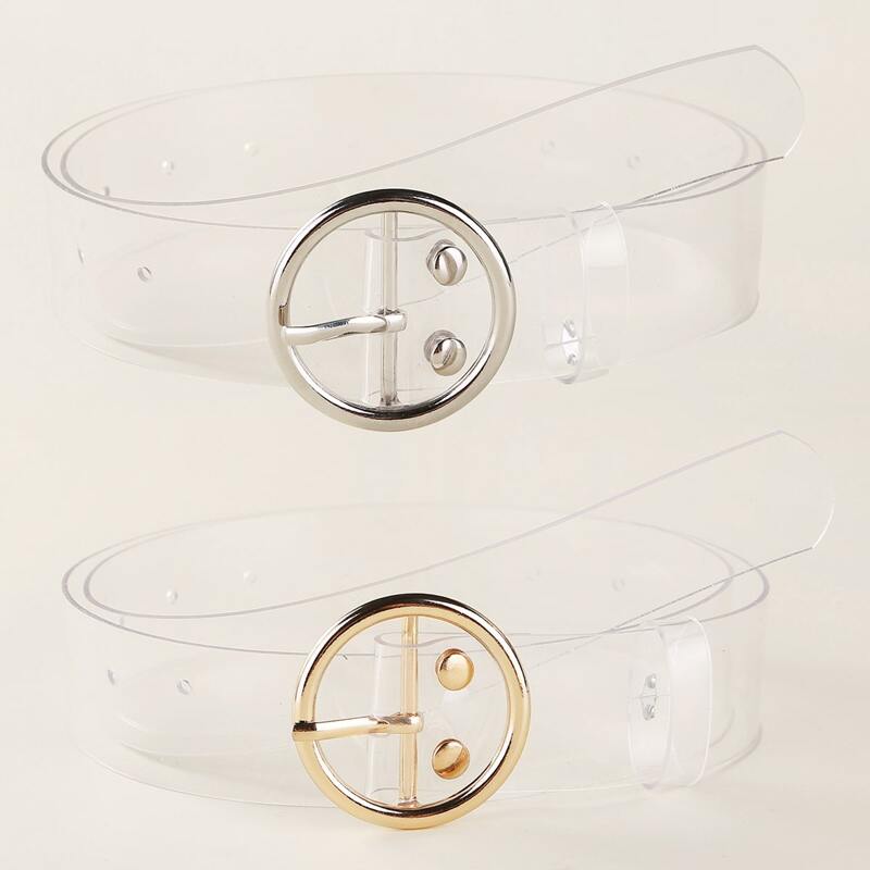 

2pcs Clear Round Buckle Belt