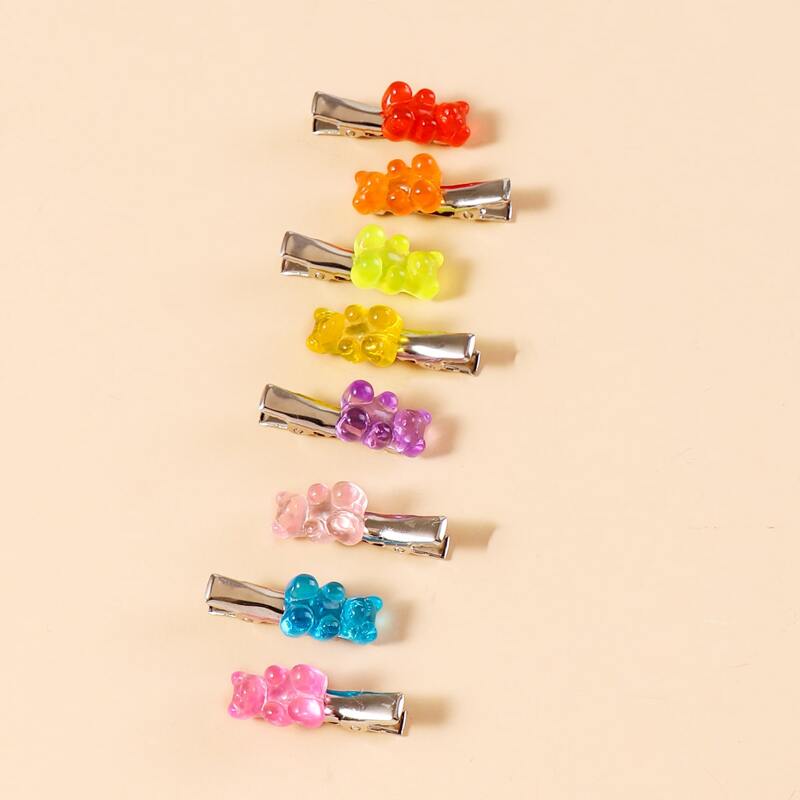 

8pcs Bear Decor Hair Clip, Multicolor