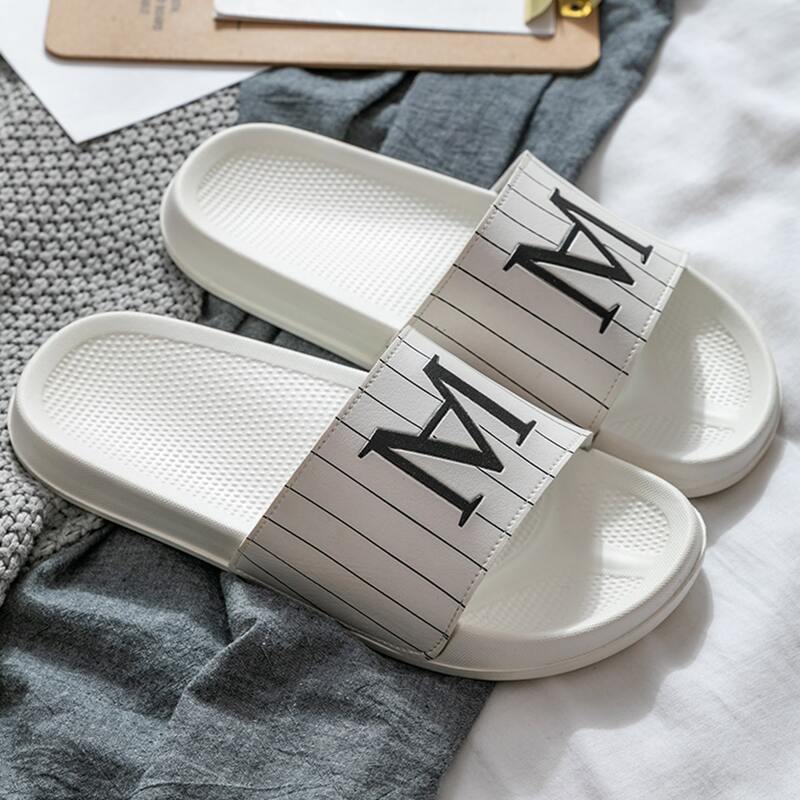 

Guys Letter Graphic Slippers, White