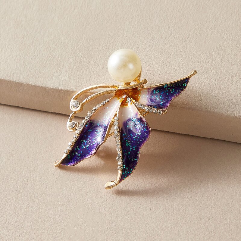 

Faux Pearl Decor Butterfly Shaped Brooch, Multicolor