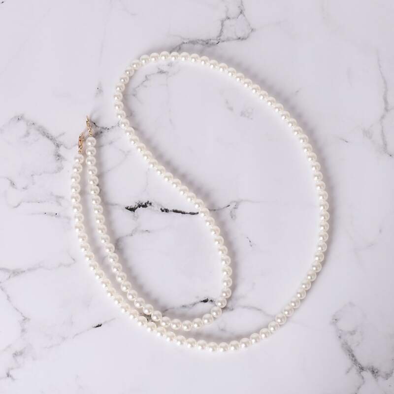 

Faux Pearl Beaded Bag Charm, White