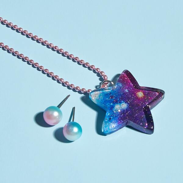 

3pcs Girls Star Decor Jewelry Set, Multicolor