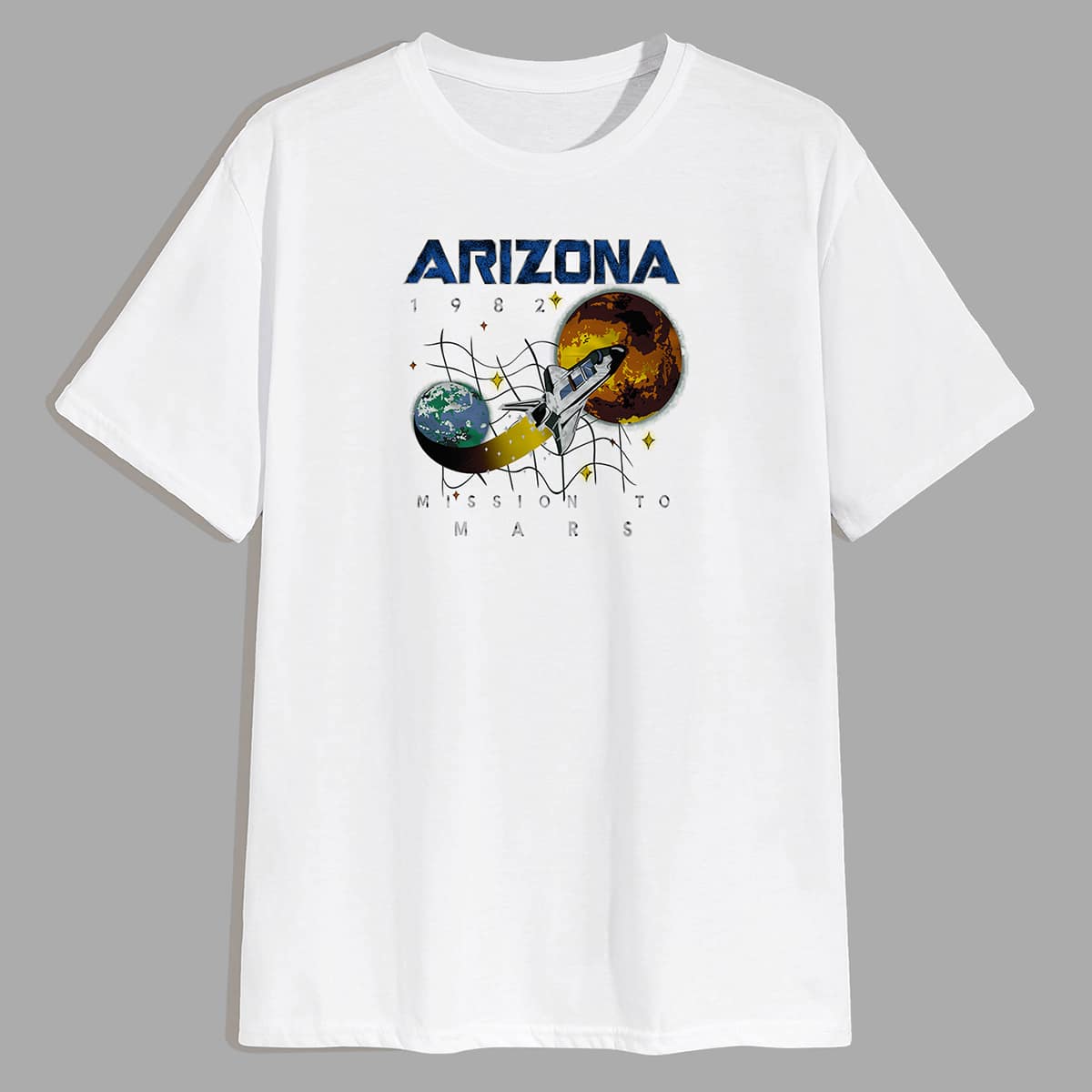

Guys Slogan & Planet Print Tee, White