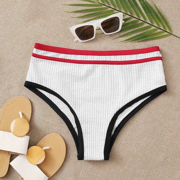 

Textured Contrast Binding Bikini Panty, White