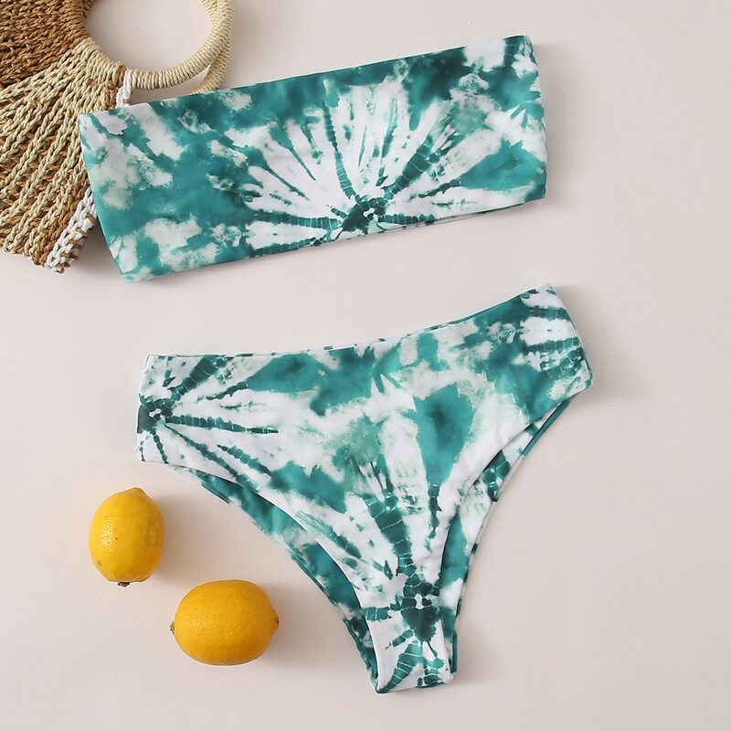

Tie Dye Bandeau Bikini Swimsuit, Green
