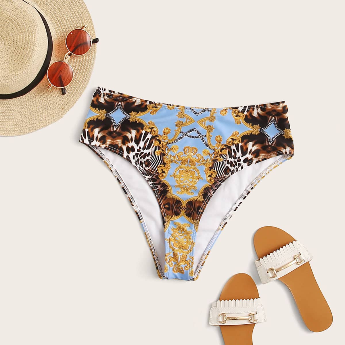 

Scarf Print High Waisted Bikini Panty, Multicolor