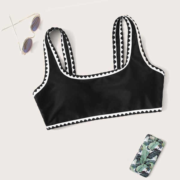 

Whip Stitch Bikini Top, Black