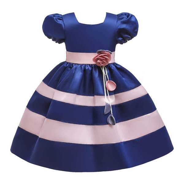 

Toddler Girls Stereo Floral Puff Sleeve Bodice Gown Dress, Multicolor