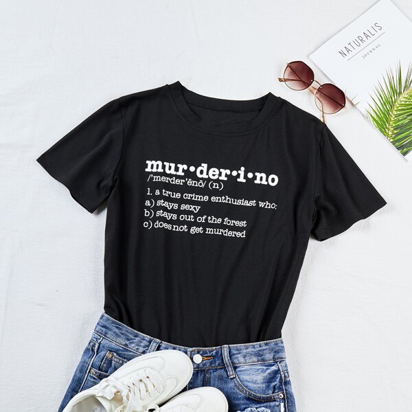 

Slogan Graphic Short Sleeve Tee, Black