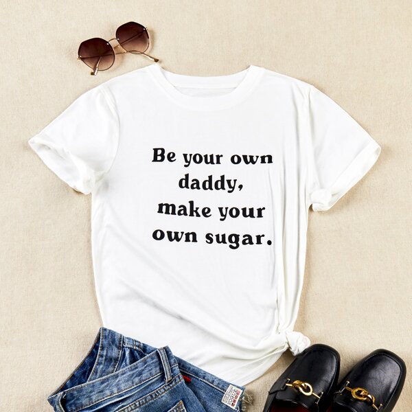 

Slogan Graphic Round Neck Tee, White