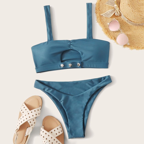 

Cut Out High Cut Bikini Swimsuit, Blue