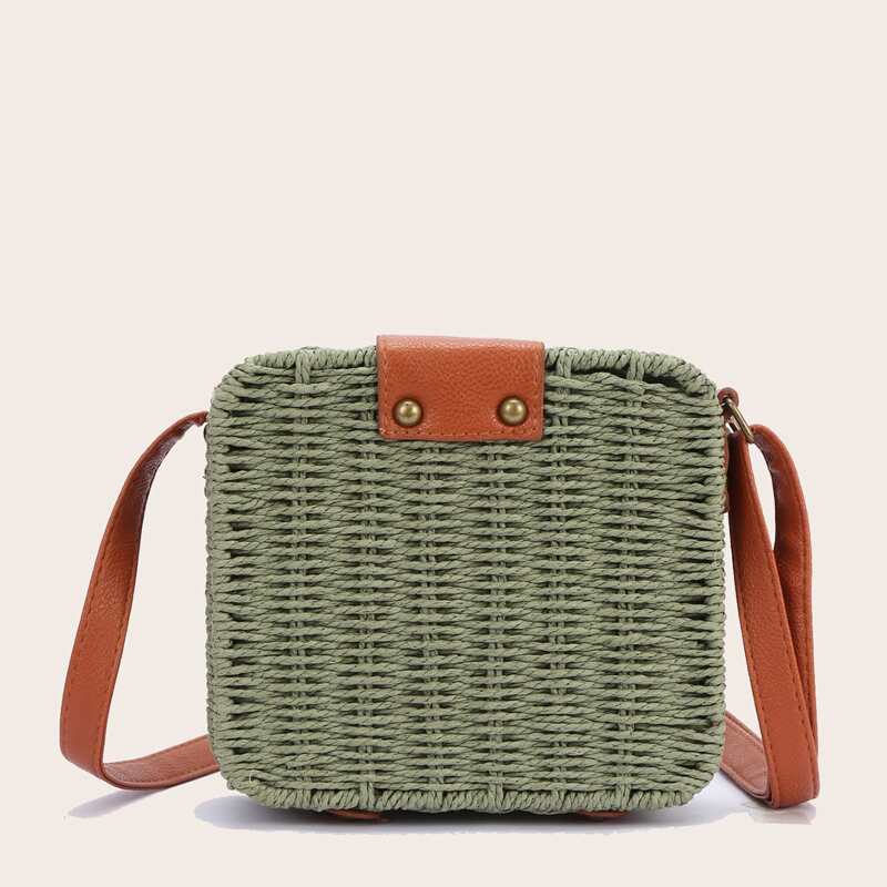 

Push Lock Braided Crossbody Bag, Green
