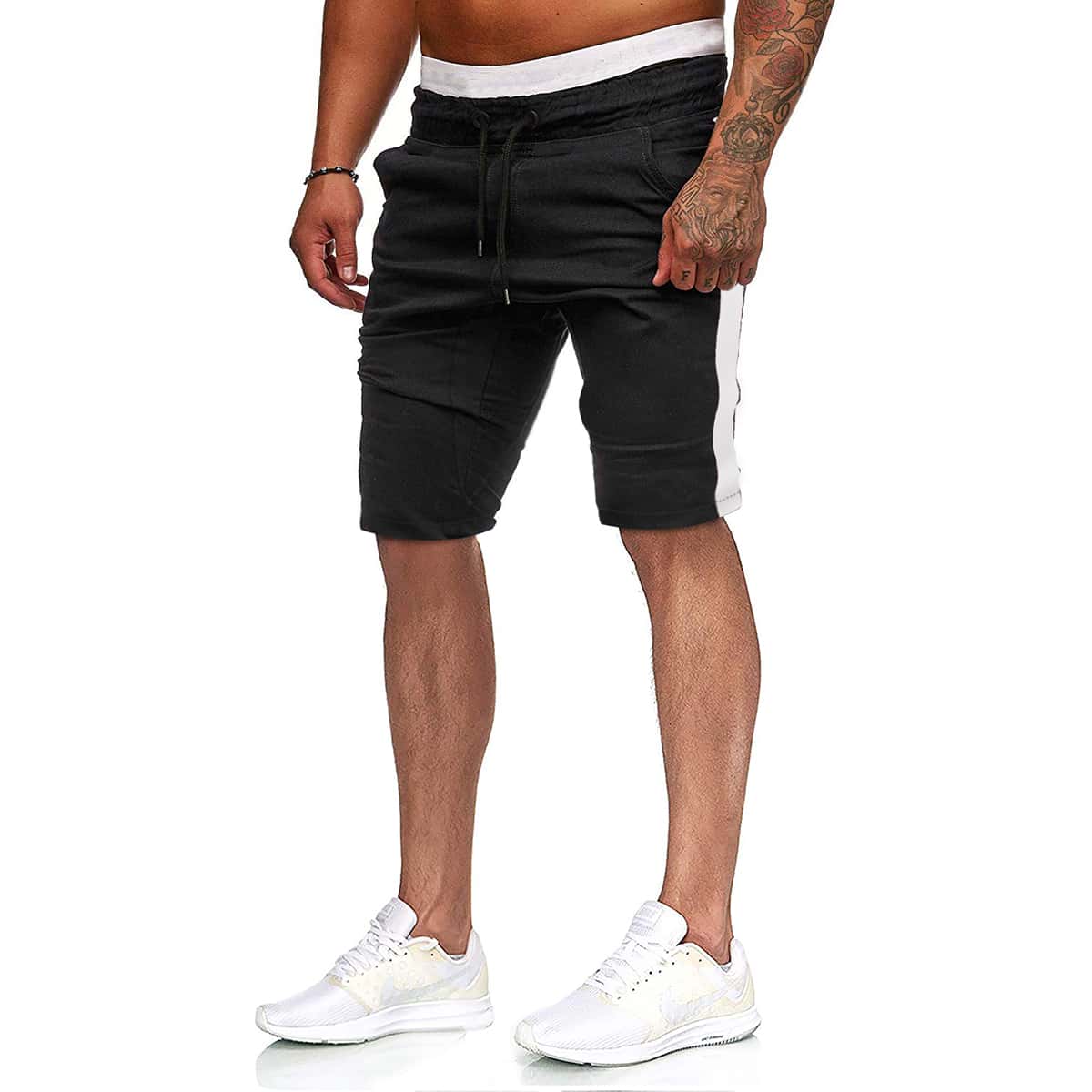

Guys Side Stripe Drawstring Waist Shorts, Black