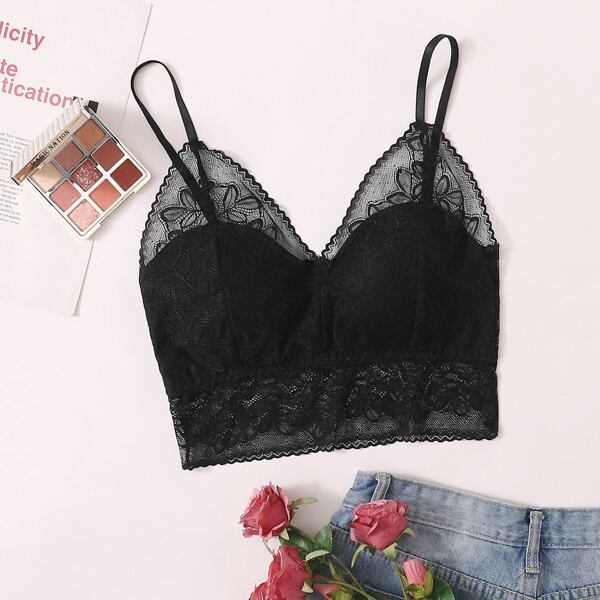 

Floral Lace Bralette, Black