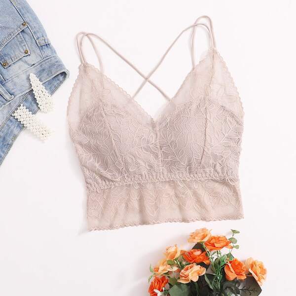 

Floral Lace Bralette, Beige