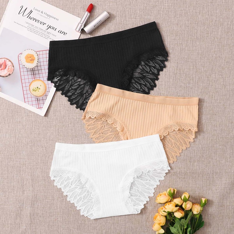 

3pack Lace Trim Panty Set, Multicolor