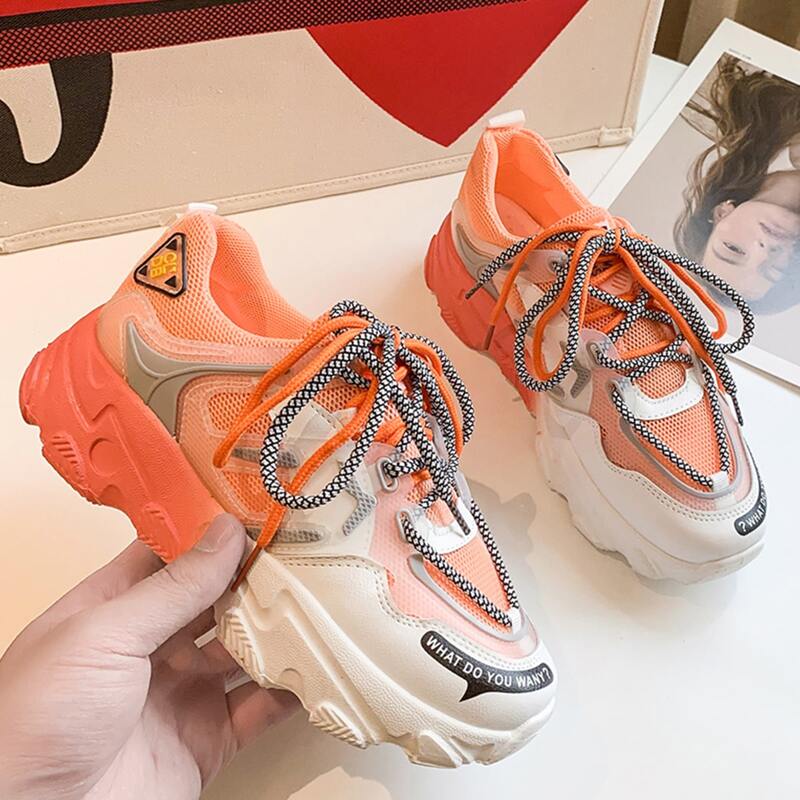 

Colorblock Lace-up Chunky Sneakers, Multicolor